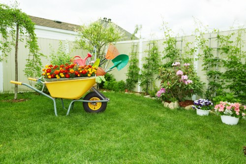 Landscape gardening in Kenton with patio and planting design